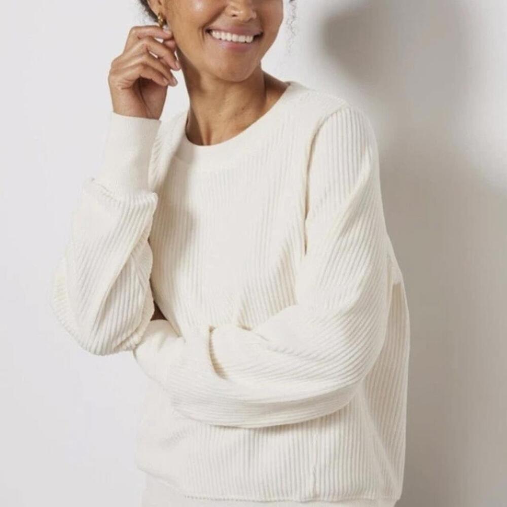 Evereve White Kennedy Ottoman Soft Ribbed Pullover - Size - XS